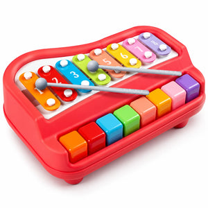 2-in-1 Kids Piano & Xylophone Musical Toy with 8 Colorful Keys & 2 Mallets