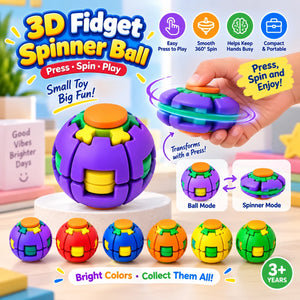Shop the 3D Press & Spin Fidget Gyro Ball for kids ages 3+. Compact, portable and fun for tactile, sensory and screen-free play across Pakistan.