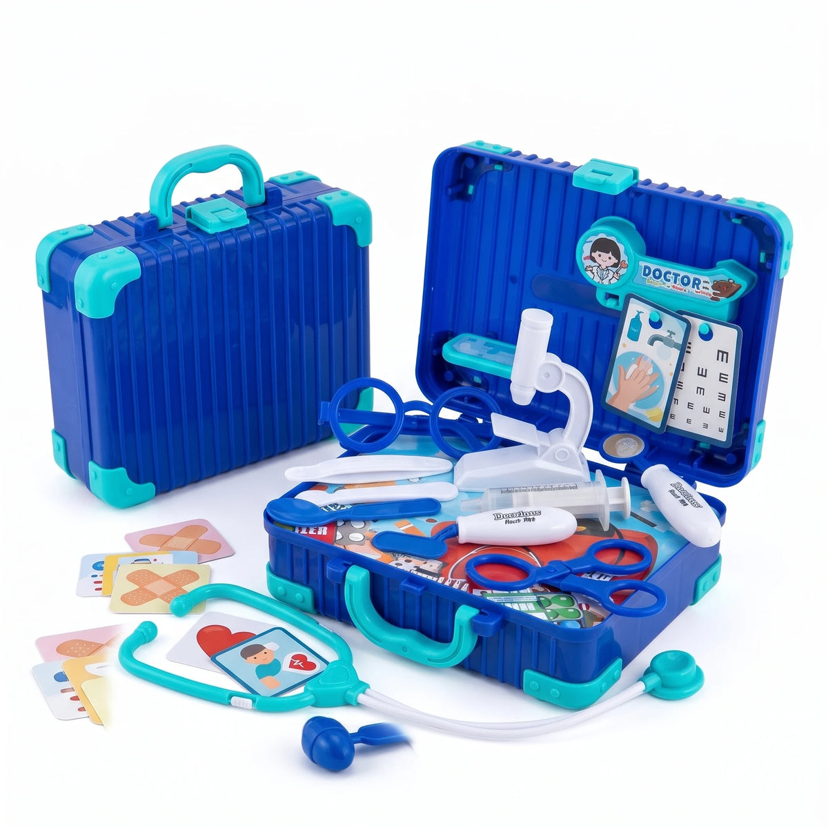 Kids 2-in-1 Doctor Play Set with Plastic Suitcase – 18-Piece Pretend Medical Kit