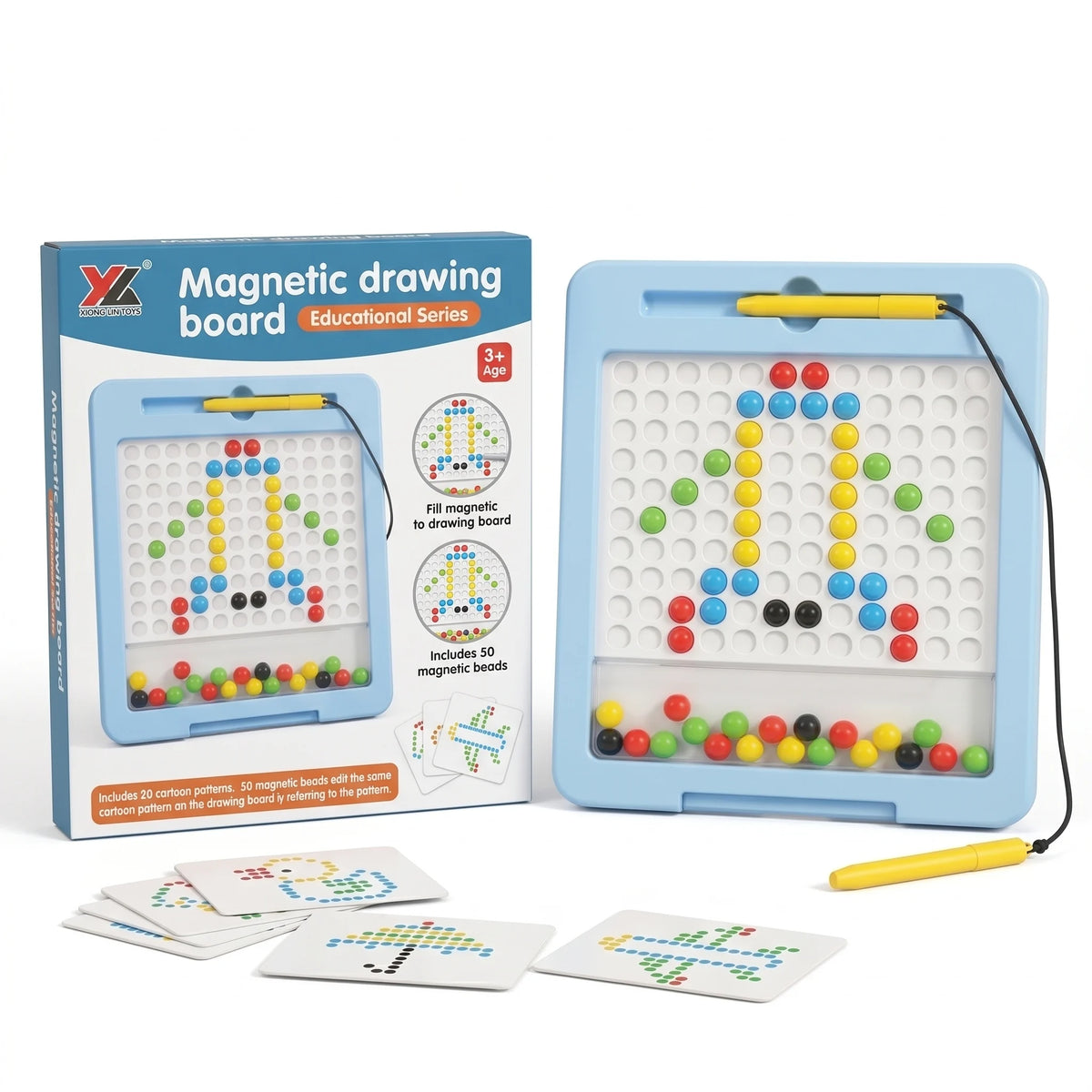Magnetic Dot Drawing Board with Pen – Color Bead Art & Pattern Learning Toy