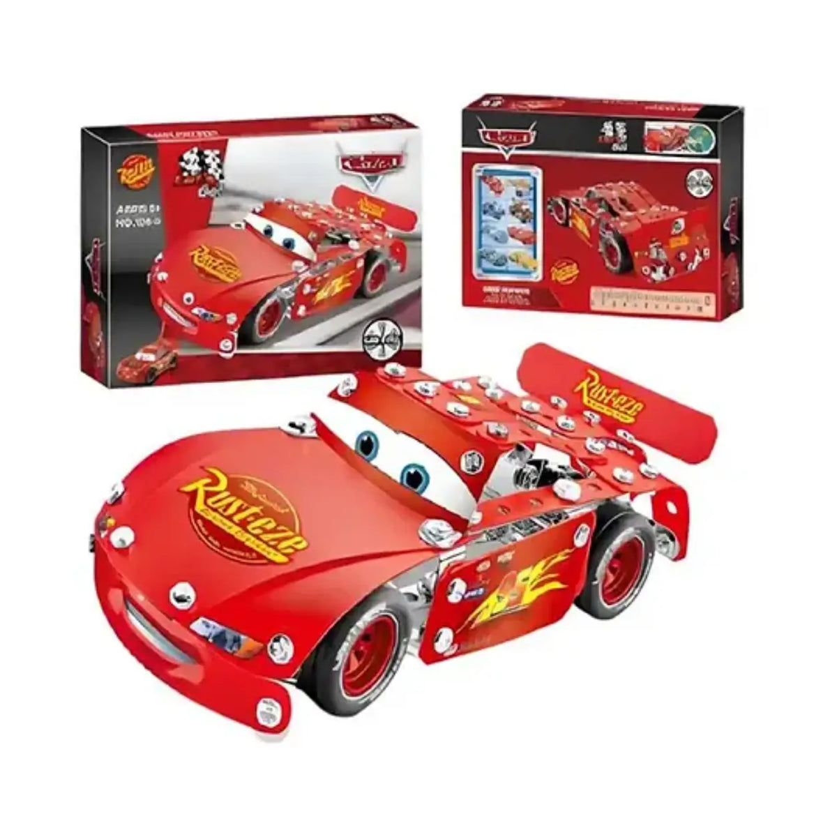 Red Racing Car Metal Construction Kit – Build & Reassemble Model Toy